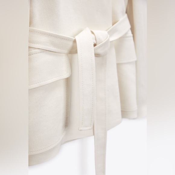 NWT. Zara Oyster White Linen Blend Blazer. Size S. - Picture 7 of 11
